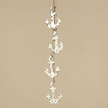 Weißer Holz‑Anker 60 cm – Dekorationsobjekt für die Wand