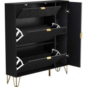 Meuble Rangement Chaussures GOOBUY – Armoire Inclinable avec Côté Noir