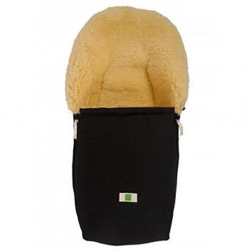 Schwarzer Kaiser Fußsack EMMA für Babys (0–12 Monate) – Bio-Baumwolle + Lammfell