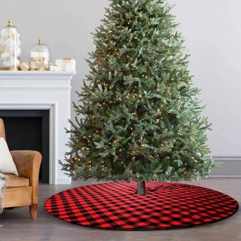 Doublure arbre de Noël rouge et noir en toile de jute