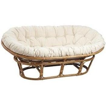 Canapé papasan rotin 2 places coussin écru