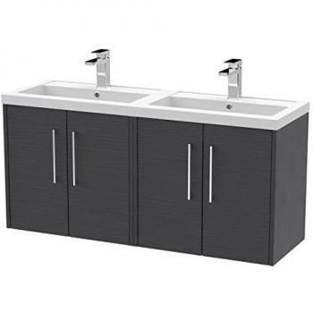 Juno Graphite Grey 1200mm Wall Hung Vanity Unit with Double Polymarble Basin