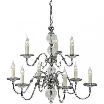 E14 Crystal & Nickel 9-Light Chandelier