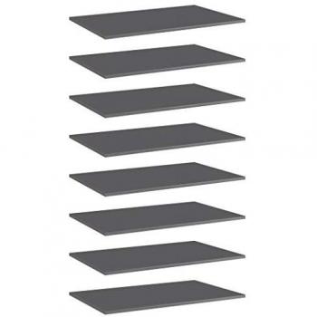 Engineered Grey Bookshelf Panels by VidaXL – 8 Units, 80×50×1.5 cm