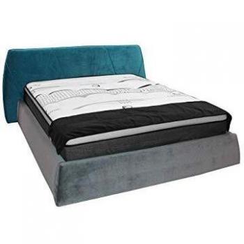 Suite chambre lit double 160x200 Tissu Velours Gris-Bleu