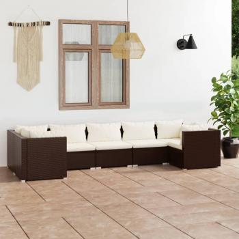 Assentos Jardim Vime 7+Almofadas Castanho – Conjunto VidaXL