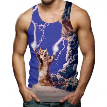RAISEVERN Herren-Short Sleeve Tank Top mit Tierlogo
