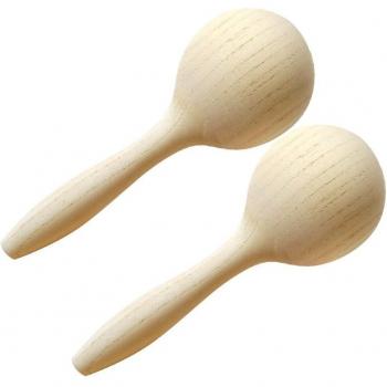 2Pcs Smooth Wooden Maracas for Children