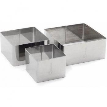 Juego de 3 moldes cuadrados para emplatar Metaltex, Acero Inoxidable, Diámetro 60/80/100 mm