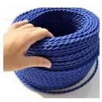 Câble tressé en tissu bleu foncé style vintage