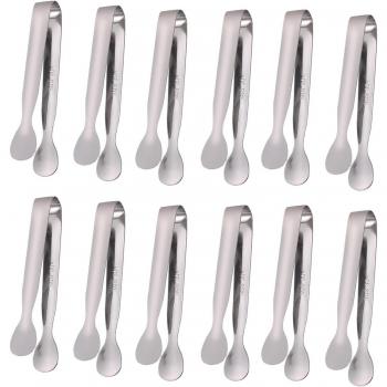 Pinzas pequeñas de acero inoxidable para cocina y café, 12 Uds