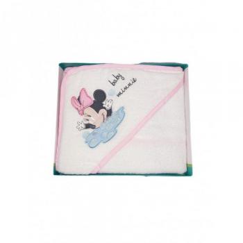 Accappatoio Minnie Disney baby bimba neonato spugna bianco rosa TU