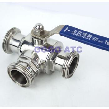 Válvula de bola de tres vías SMS 19mm acero inoxidable 304