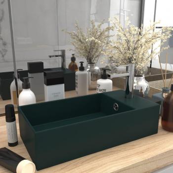 Lavabo de Baño Verde Oscuro con Reboso