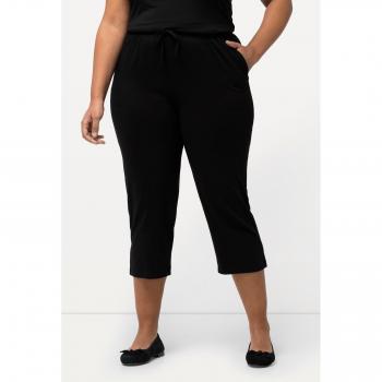 Pantaloni slim fit a 7/8 con cintura elastica, Donna, Nero, Cotone, taglia 60/62