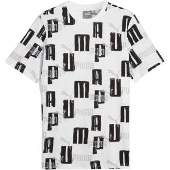 Puma T-Shirt Essentials+ Logo Lab AOP kurzarm schneeweiß/schwarz