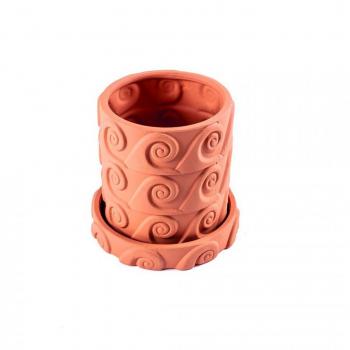 Vase en terracotta avec soucoupe Magna Graecia Onda