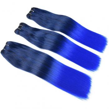 Blice 18-Inch Double Weft Synthetic Hair Extensions Yaki Straight Mix #1B/Blue