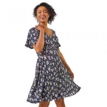 Robe plissée style années 40 Roman Roman en bleu
