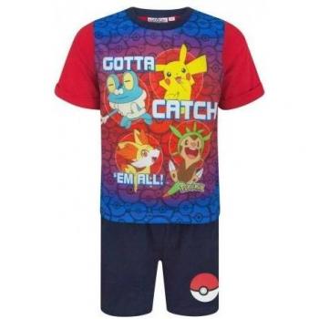 Pokémon Abenteuer‑Pyjama‑Set (Kurz-Shorts, Schwarz, 3–4 Jahre)