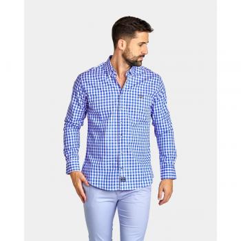 Camisa Oxford Azul Cuadrícula Regular