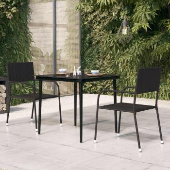 Mesa Jardim Aço Preto Vidro VidaXL 80x80cm