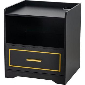 COSTWAY Nachttisch mit Bewegungssensor und LED, 3 Farben