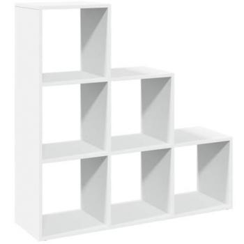 VidaXL Knihovna s dělicí stěnou, 3 úrovně, bílá, rozměry 99 x 29 x 99 cm