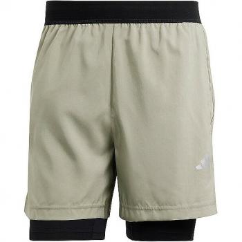 Pantalón corto de fitness adidas Essentials Gym+ 2 en 1 para hombre, color beige, talla S