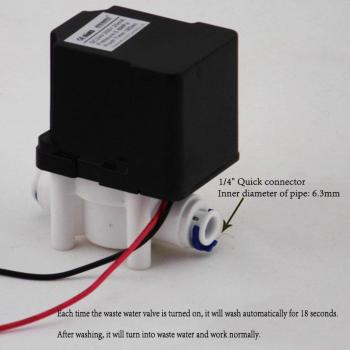 Valve électromécanique de sortie d’eaux usées pour système RO Pure 24 V 300 cc/18 s