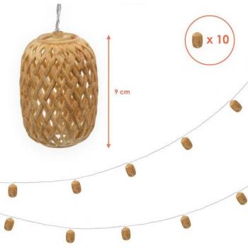 SPETEBO Solar‑Lichterkette Rattan‑Style – 10 Ovale Lampions, 4,5 m, Warmweiß LED