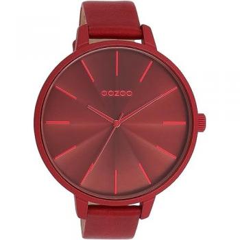 OOZOO Damen Quarzuhr Analog mit Lederarmband, extra große runde Armbanduhr