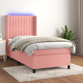 Boxspringbett Rosa mit Matratze und LED 100x200 cm