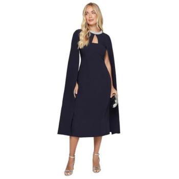 Petite Embellished Seam Cape Dress in Navy (Size 18) – Wallis