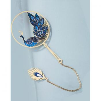 Chinese Style Bookmark with Deer and Peacock Design