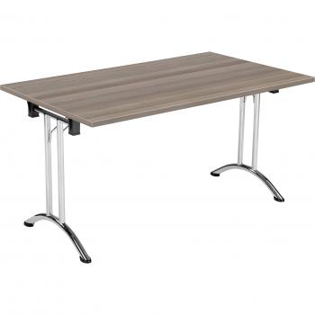 Allegro Folding Table with Chrome Base and Grey Oak Top
