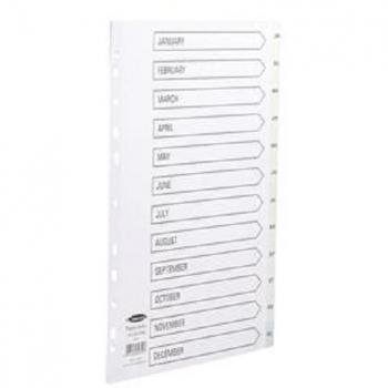 ValueX A4 Card Index Jan-Dec White 150gsm with Mylar Tabs