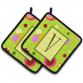 Caroline's Treasures Kitchen Fabric Pot Holders with Monogram V
