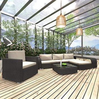 VidaXL Garten-Lounge-Set aus hochwertigem Poly Rattan in Schwarz