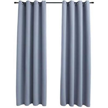 Sonata Room Darkening Panels with Metal Rings, 2 Count, Gray, 140x245 cm