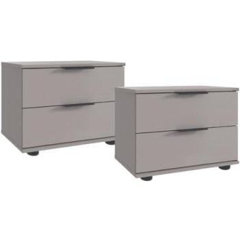 Lot de tables de nuit avec 2 tiroirs en finition gris