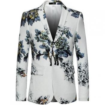 PYJTRL Herren Floral Blazer SlimFit Bühne