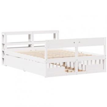 Lit en bois de pin massif blanc 150x200 cm sans matelas