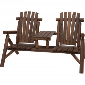 Outsunny Set Gartenmöbel: Sitzbank mit Tisch und 2 Stühlen, aus Massivholz, Farbe: Braun, Abmessungen: 157 x 88 x 103 cm