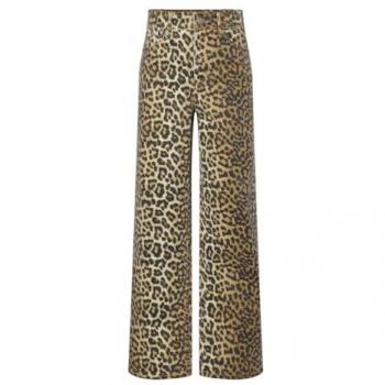 Y.A.S YASLEONORA Bruine Panter Jeans – Rechte Been, Hoge Taille