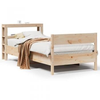 Kieferholz-Single-Bett 90 × 190 cm – Massivholz mit Kopfteil