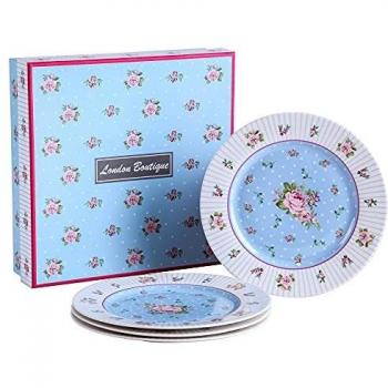 Wide Rimmed Fine China Cake Plate Set 4