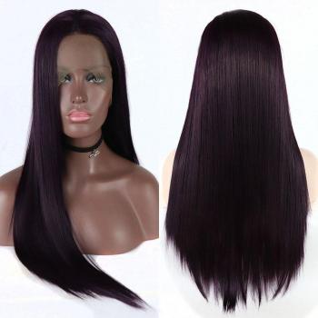 Perruque Synthétique Bomshell Lisse Violet Profond Fibre Sécurité Chaud