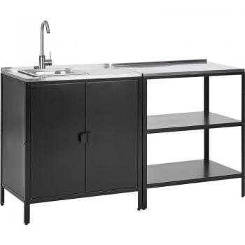 EsternoChef 2 Elementi Inox Nero con Vetro di Portafrigorifero e Armadietto Lavaggio