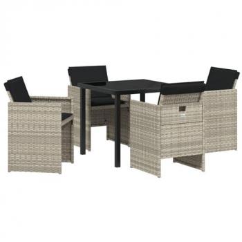 Table & Ensemble Repas Jardin 5 pcs Gris Clair – Vidaxl